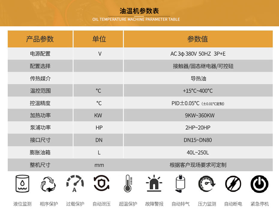 双温油式模温机参数